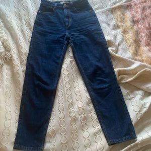 Zara Dark Wash High Waisted Straight Jeans
